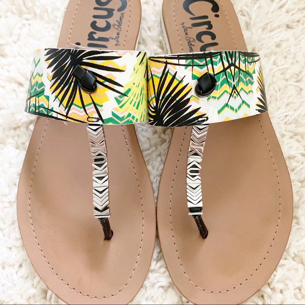 Circus Sam Edelman Saxon Tropical Print Thong Toe Sandal Size 8.5 - Picture 3 of 8